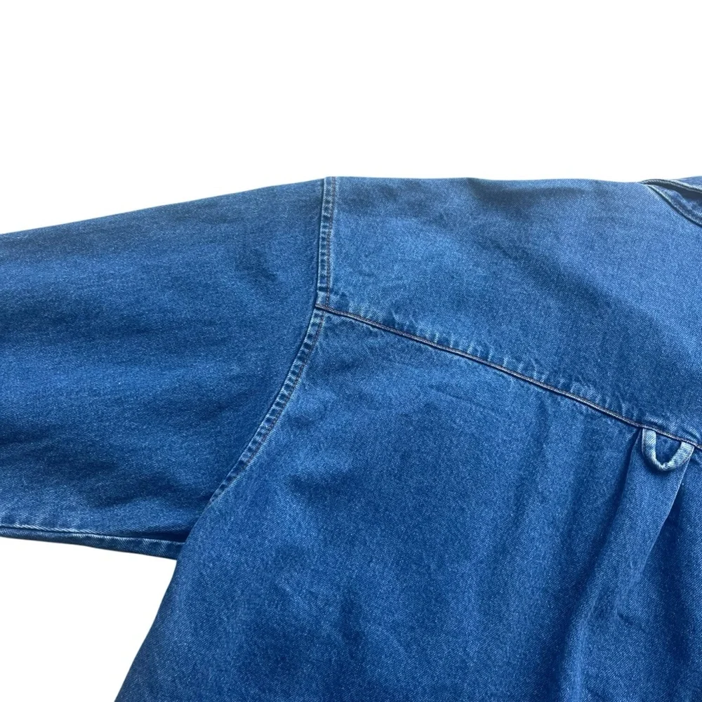 Lock Up Denim Mens XXL Med Wash Denim Button Front Long Sleeve Jean Shirt Jacket